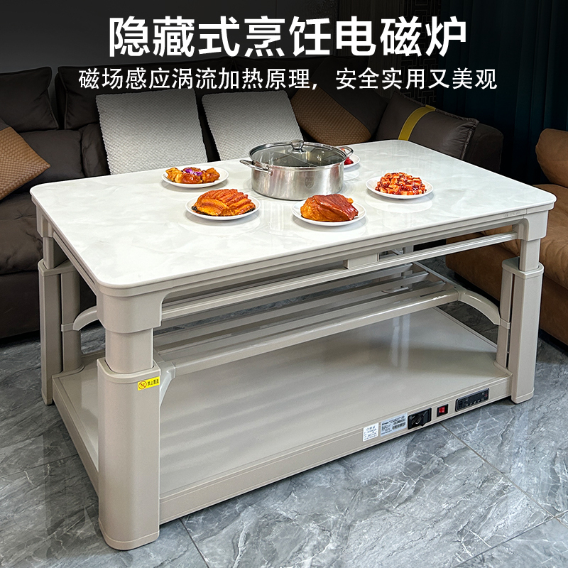 火焰山电暖炉升降茶几餐桌两用多功能电炉取暖桌茶几长方形高清大图