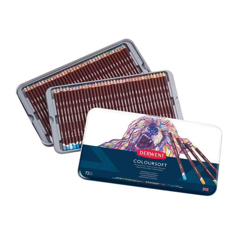 DERWENT Coloursoft 72 英国进口得韵 72 色软彩铅铁盒套装 柔软丝滑,色彩鲜明
