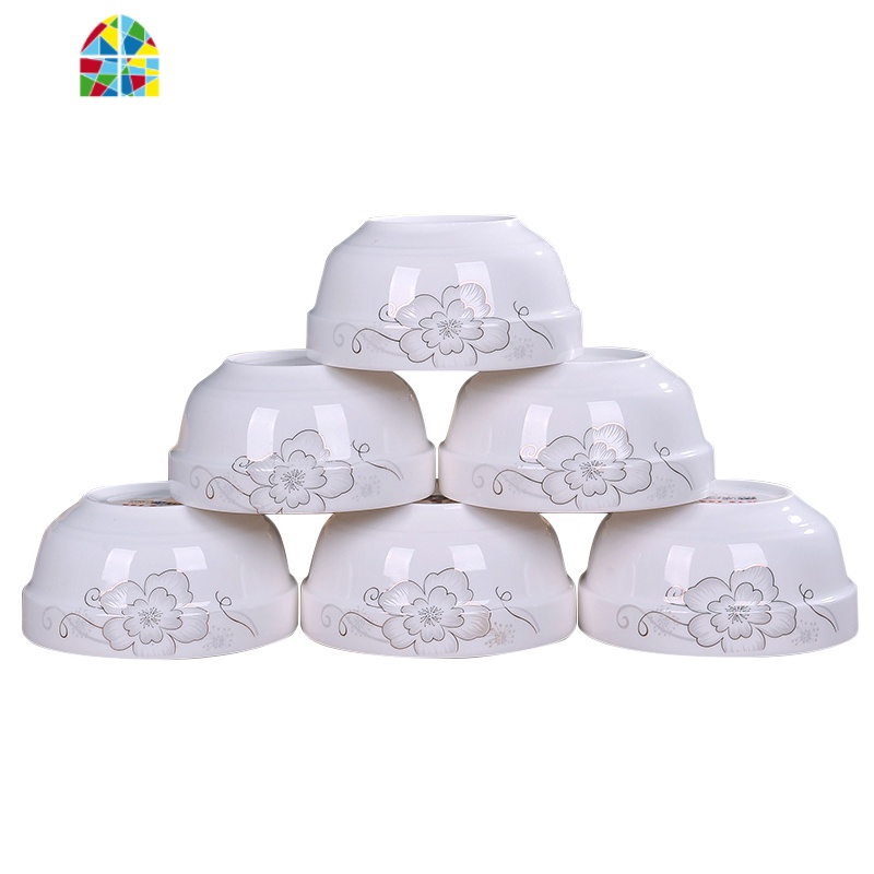 景德镇6只装5英寸米饭碗 家用中号陶瓷圆碗喝汤碗微波炉餐具 FENGHOU 纯白:6个5英寸碗送6筷高清大图