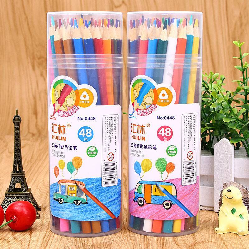 儿童桶装彩色铅笔12/18/24/36/48色彩铅美术绘画涂色用填色铅笔 小兔款式12色彩铅【卷笔刀】