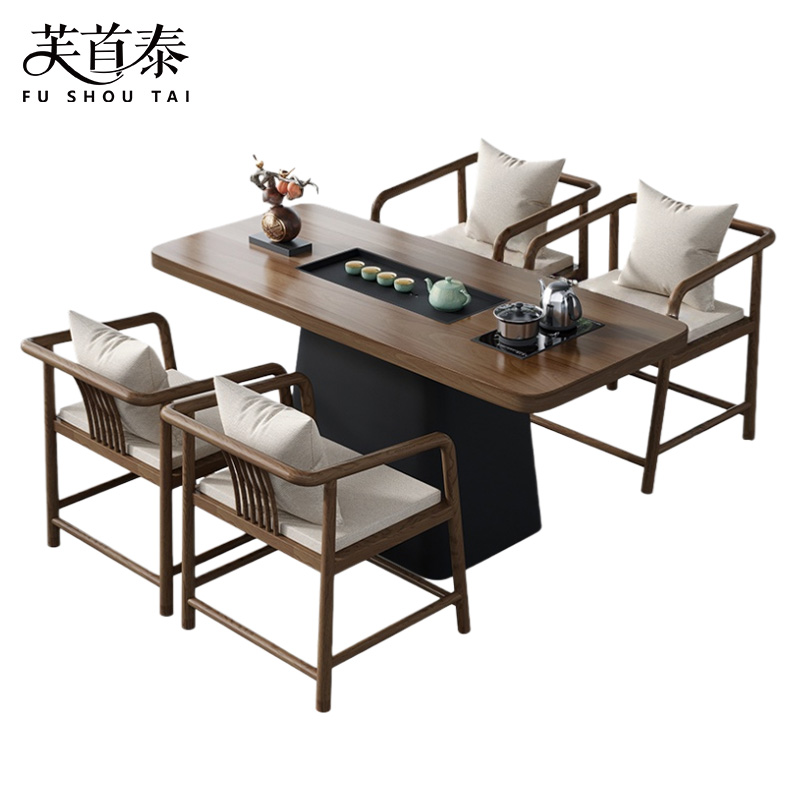 芙首泰茶桌160*70*75cm+4椅套高清大图