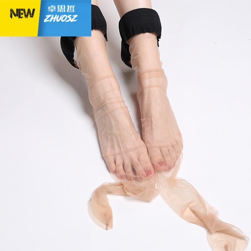 0d撞色超薄长筒丝袜女过膝大腿薄款高筒硅胶防滑性感脚尖透明情趣卓