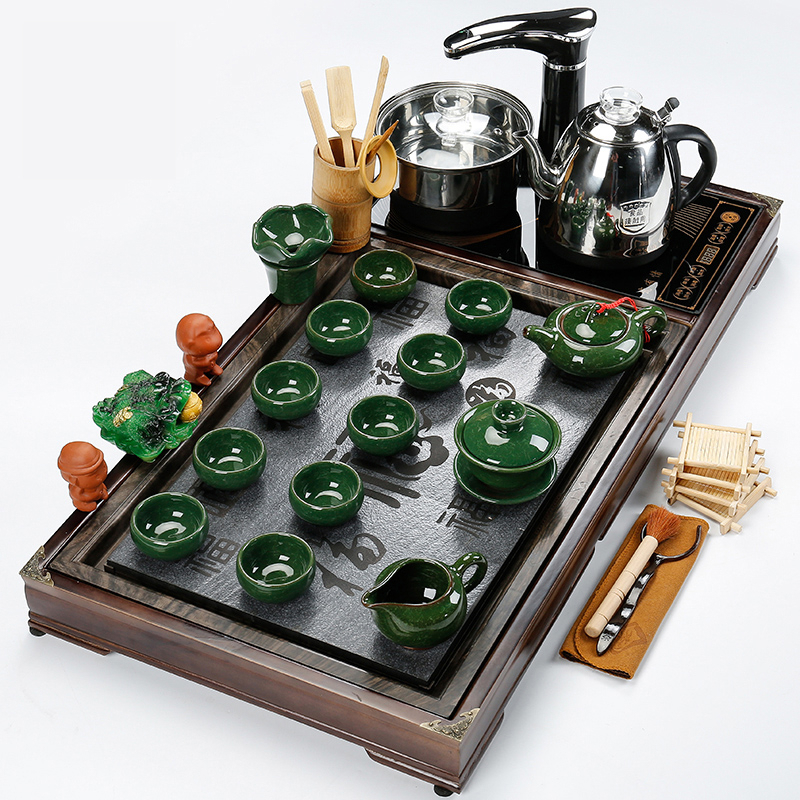 功夫茶具套装家用全自动电磁炉四合一体实木茶盘茶茶炉