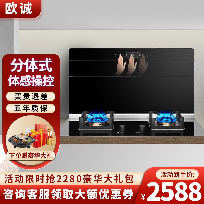 欧诚集成灶分体式 L5-2侧吸式体感抽油烟机燃气灶具套装 嵌入式燃气灶集成环保灶具 液化气/天然气图片