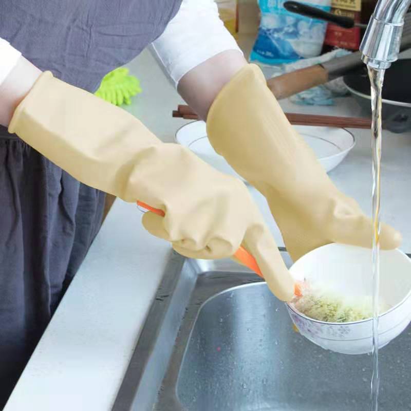 [全国发货]越秀山家用加厚乳胶手套洗碗洗衣拖地工地手套 大号(l)