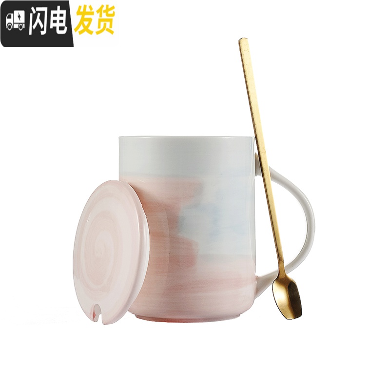 三维工匠杯子陶瓷带盖勺潮流个性情侣水杯创意牛奶咖啡杯女学生韩版马克杯高清大图