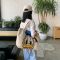 大容量包包女2021流行简约帆布包单肩手提包学生旅行印花托特大包 米奇款