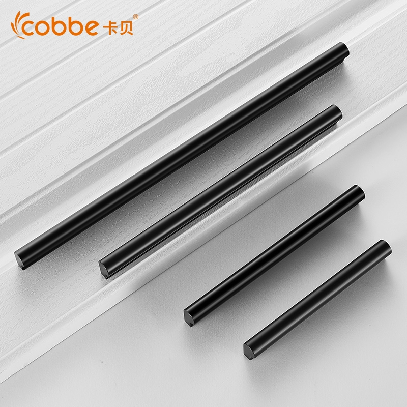 卡贝柜门抽屉拉手美式黑色简约加长拉手现代橱柜铝合金柜子门把手
