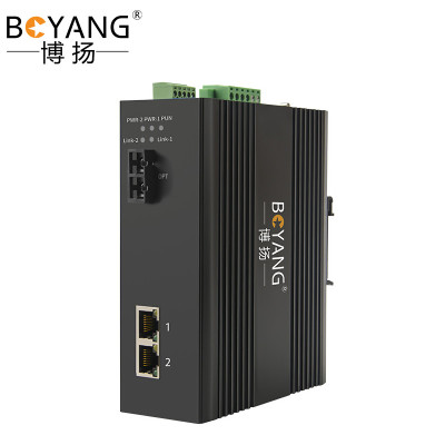 博扬(BOYANG)BY-G102S 串口工业级光纤收发器 千兆单模双纤1光2电+RS485 光电转换器光纤交换机一台