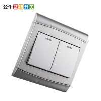 公牛(BULL)开关插座 G19K212Y(U1)太空银二开双联墙壁开关铝拉丝双开双控开关面板