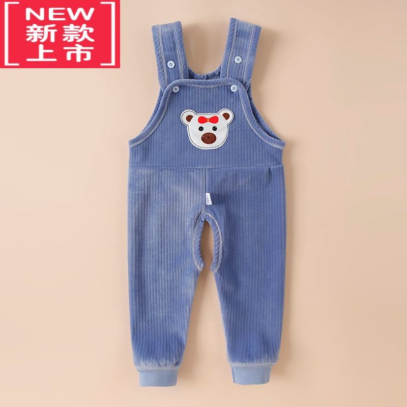 可莉允婴儿背带裤春秋冬季加绒儿童保暖裤开裆男女宝宝冬装连体护肚裤子图片