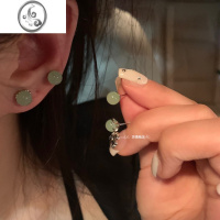 JiMi新中式~淡绿色 睡觉不用摘的耳钉女银银耳饰网红2022耳环小众