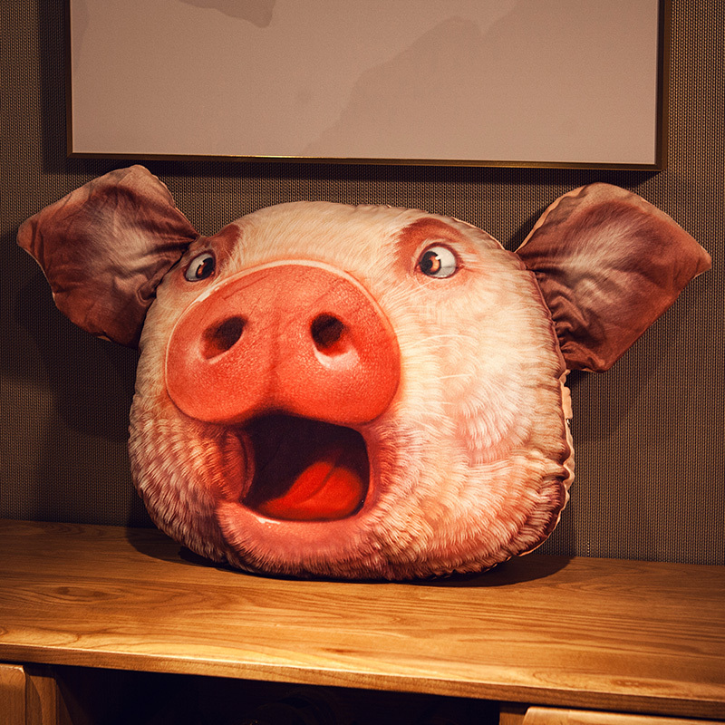 敬平创意3d仿真猪头抱枕靠枕床头靠垫汽车枕头搞怪男生可爱小号3830