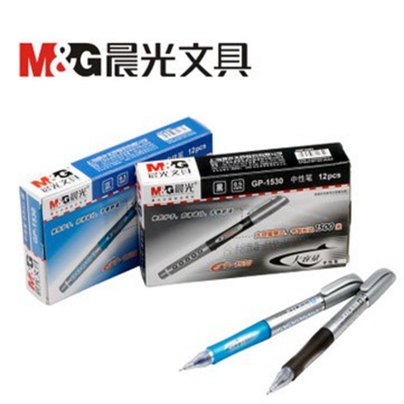 晨光 GP1530 大白鲨大容量中性笔商务办公签字笔黑色0.5水笔 12支/盒 红色 HB