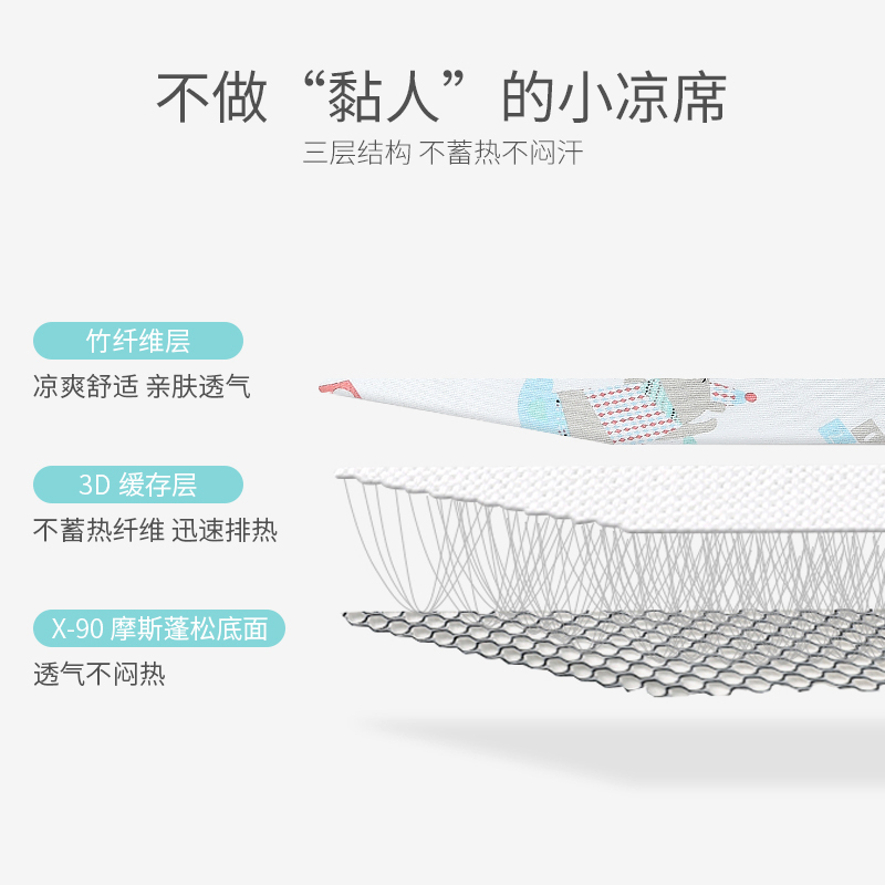 婴儿凉席新生儿竹纤维宝宝凉席透气舒适儿童幼儿园午睡婴儿床席子