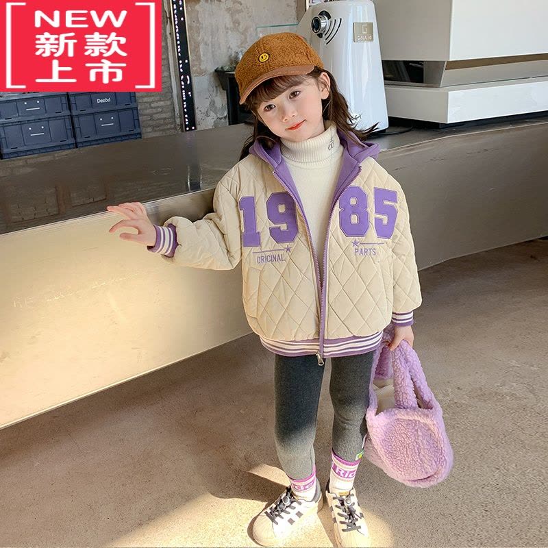 可莉允女童夹棉外套秋冬款2022新款童装儿童棒球服冬季宝宝棉衣冬装棉袄棉服图片