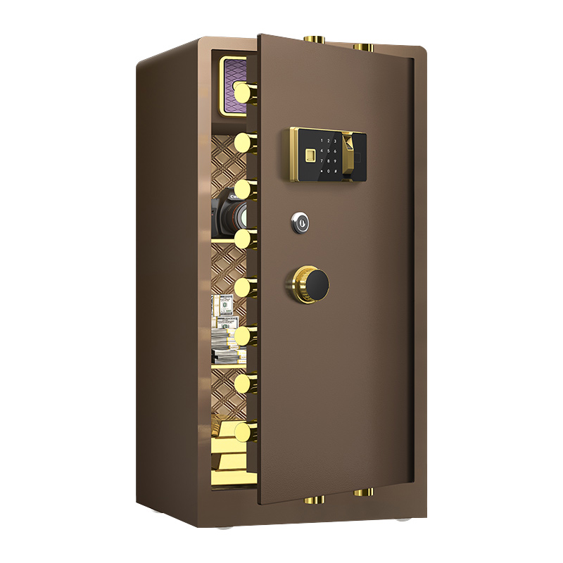 臻远ZY-NW-BXGS-62全钢实心保险柜办公防盗保险箱 高120cm咖色指纹款