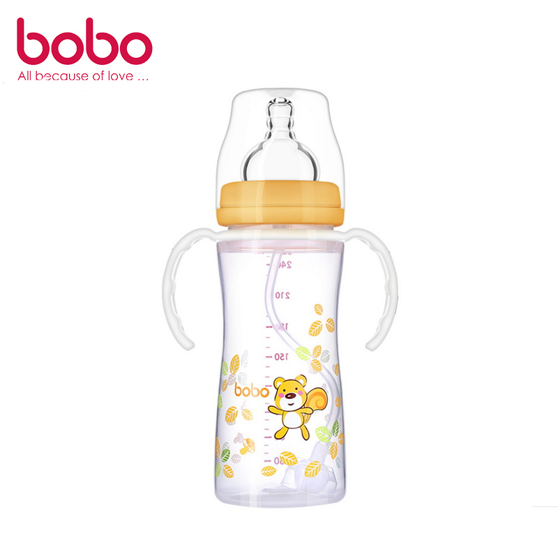 乐儿宝(bobo)婴幼儿PP宽口径奶瓶260ML(黄色)适用年龄12月以上高清大图