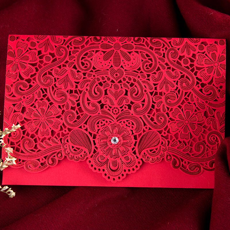 仿钻镂空请柬20婚庆用品婚礼请帖请柬结婚中式结婚请柬创意邀请函喜帖