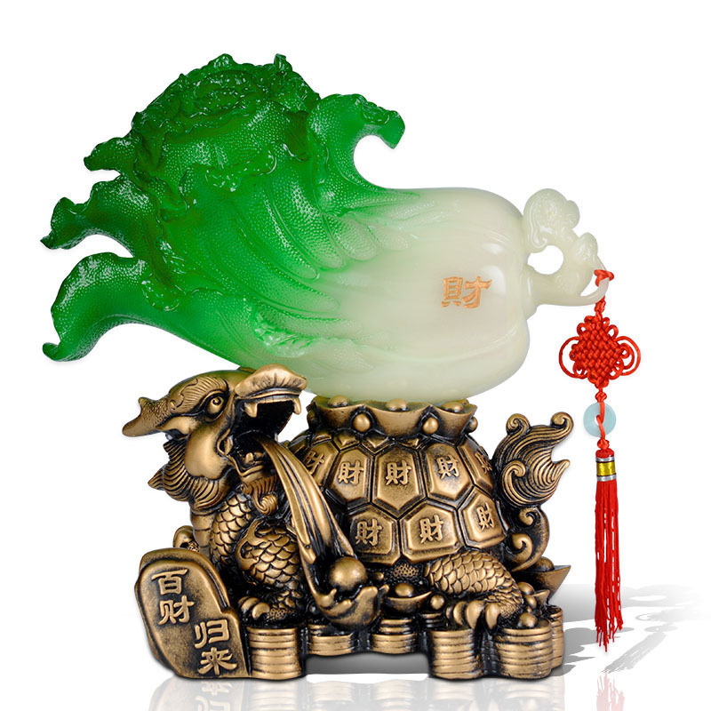 家柏饰corated百财归来玉白菜摆件白菜办公室客厅玄关装饰品店铺开业