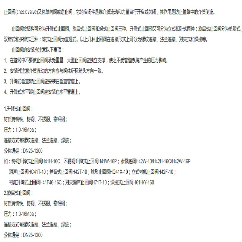 加能止回阀H44T-10 250