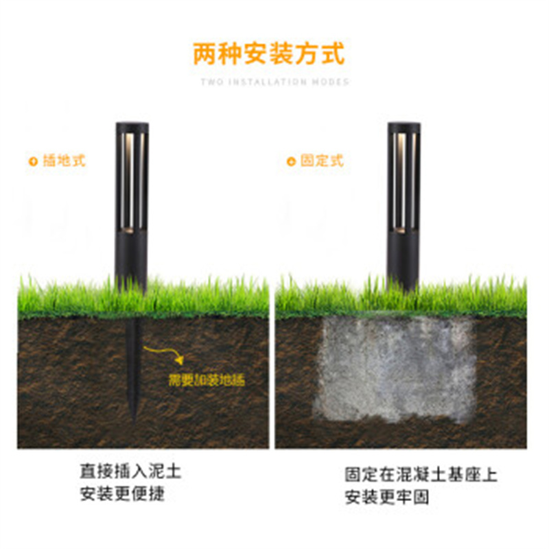 丰甲景观户外高亮汞灯草坪灯FJ-919电灯柱高60cm暖光6W-太阳能