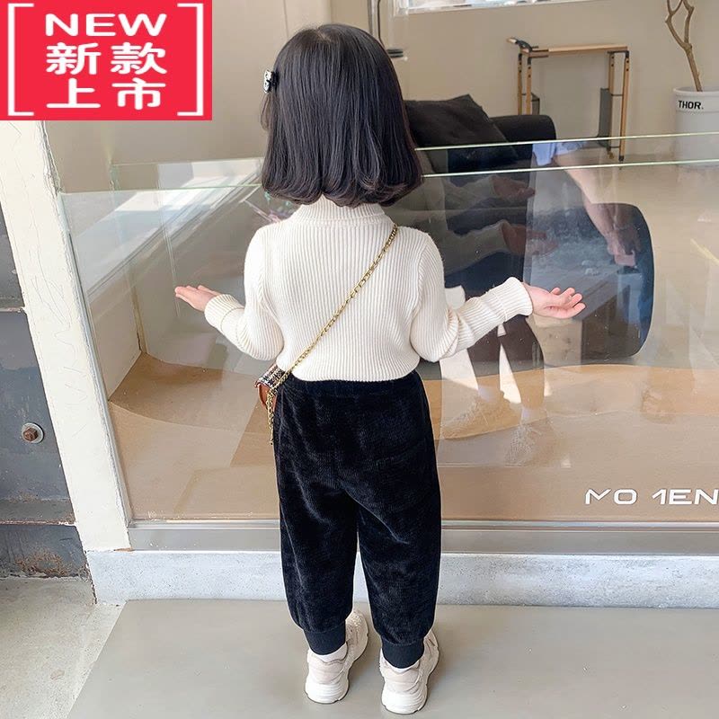 可莉允女童一体绒毛衣2022新款儿童高领洋气女宝宝冬装加绒打底针织衫潮图片
