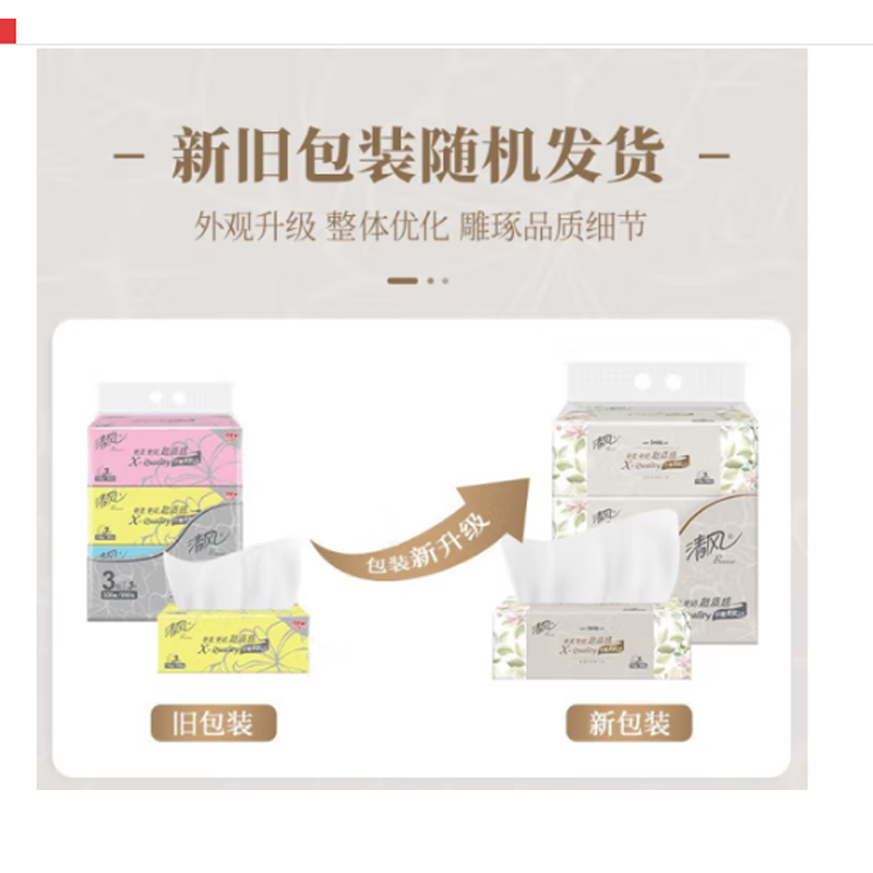 清风超质感系列抽纸3包一提(3层110抽)AR33LS1 单提/一提三包(新旧随机)高清大图