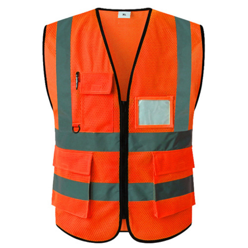 翌嘉YJ4112139反光背心环卫园林反光马甲施工交通反光衣 桃心网口袋款橙色