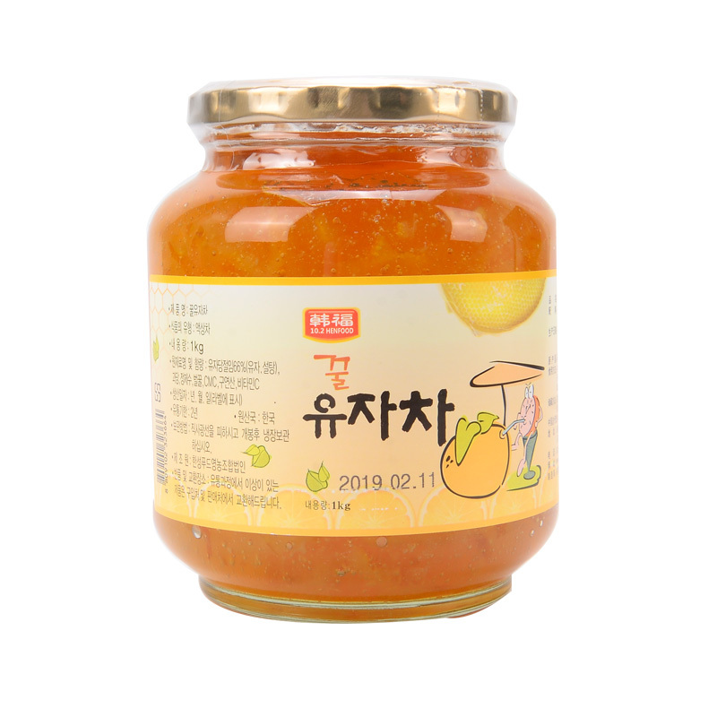 韩国原装进口 韩福10.2 蜂蜜柚子茶1000g /罐 冲饮罐装 果肉冲饮品果酱冲泡饮品 水果茶冲饮 蜂蜜柚子茶