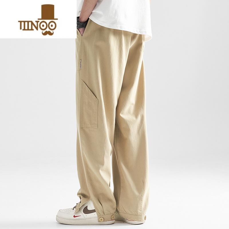 YANXU日系高街直筒工装裤男夏季新款宽松长裤子卡其色休闲卫裤高清大图