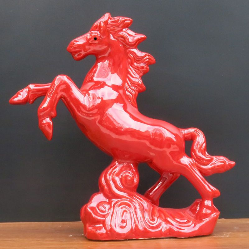 唐三彩马陶瓷红马摆件家居客厅办公室摆设招财马工艺品礼品