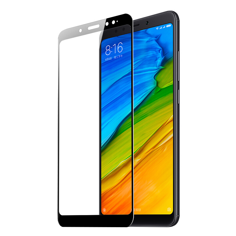 [买2送手机壳]轻万适用红米note5钢化膜小米redmi全屏玻璃贴膜黑色高清手机保护膜高清大图