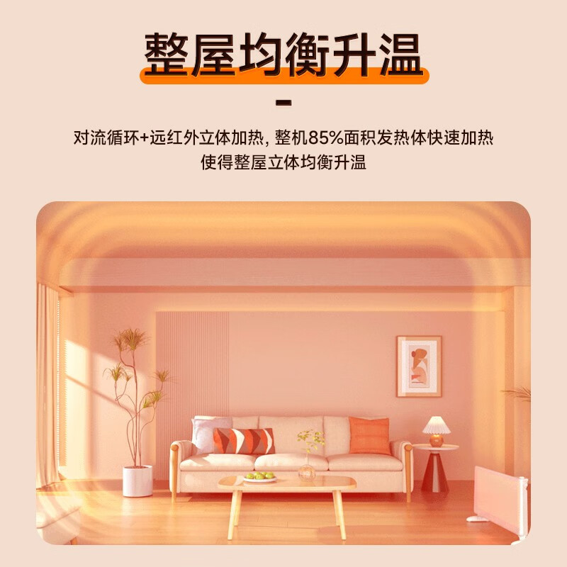 白朗(Brandt) 取暖器家用大面积对流电暖气客厅电暖器欧式快热炉取暖神器恒温移动地暖K22