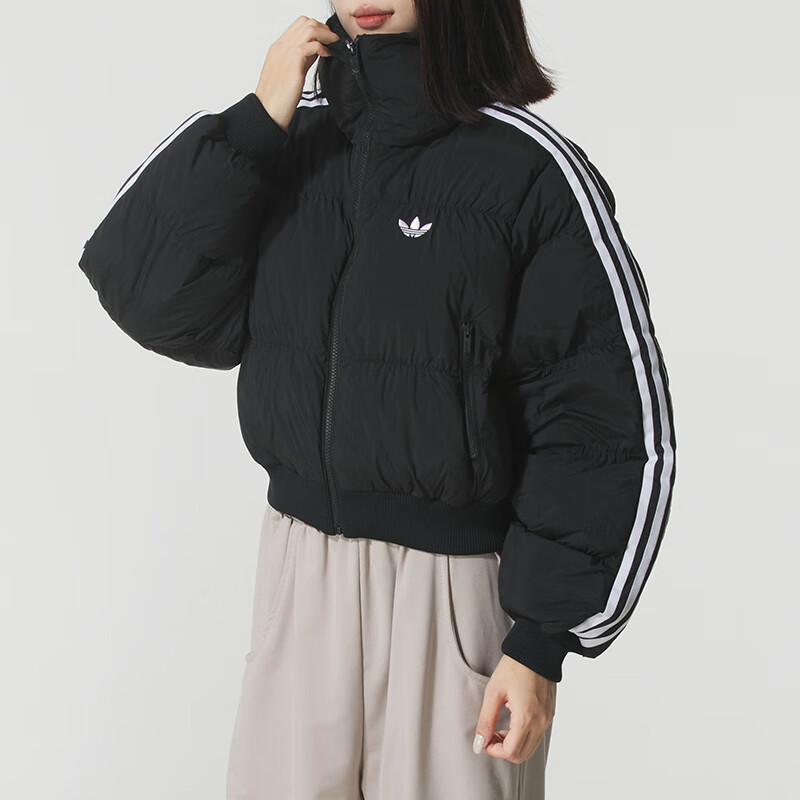 阿迪达斯 (adidas)女装新款三叶草立领短款保暖舒适时尚潮流面包服棉服外套JX2970 ZP高清大图