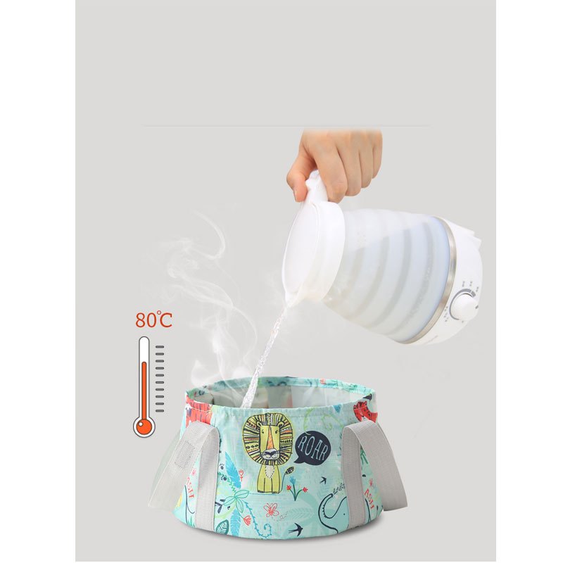 创意简约现代旅行可折叠便携式水盆旅游泡脚桶大号洗衣袋洗漱脸盆泡脚袋水桶清洁用品清洁工具生活日用