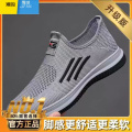 聚范夏季新款飞织网面透气男鞋软底防滑耐磨一脚蹬中老年爸爸休闲鞋子 G61-TY-550灰色升级款 42