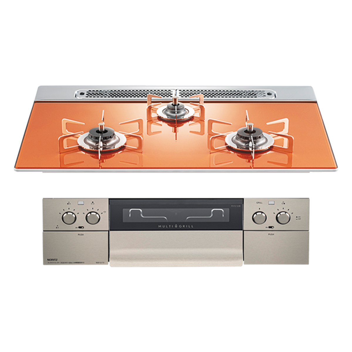 日本原装进口NORITZ/能率燃气灶Piat Multi Grill系列橙色N3S13PWASPSTES天然气75cm