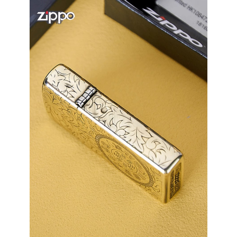 [苏宁自营]zippo美国芝宝原装进口防风煤油火机纯铜唐草纤巧窄机太极高颜值礼物