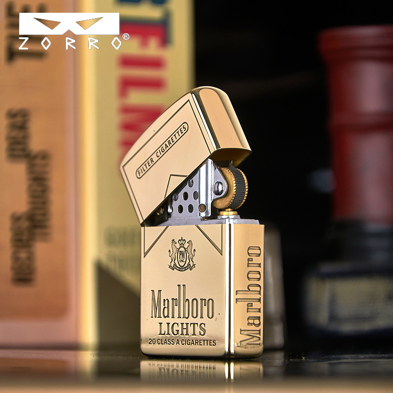苏宁自营zorro佐罗煤油打火机二代升级万宝路个性复古砂轮男送情人节