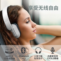 阿音 EP650W 英国白色头戴式蓝牙无线耳机aptX-ll 立体声双耳手机吃鸡耳机 无损低延时 3.5有线输入