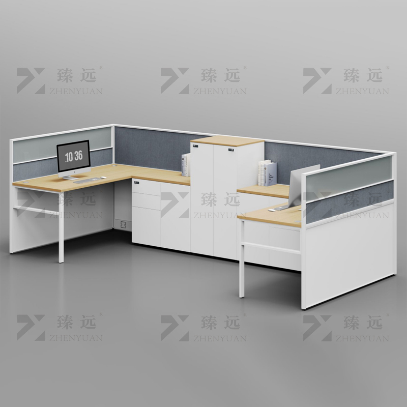 臻远 ZYGW-124屏风工作卡位职员桌办公桌 U型双人位