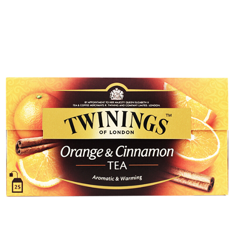 英国川宁(TWININGS) 柑桔肉桂果香红茶25包*2g 波兰进口茶叶袋泡茶包
