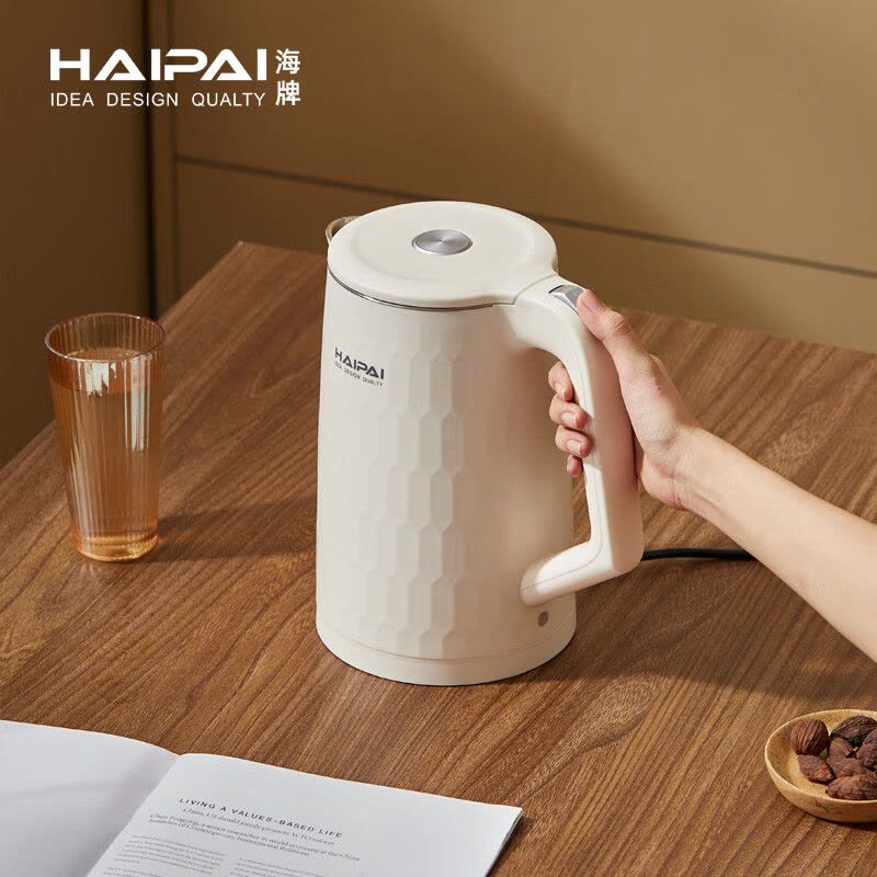 海牌(HAIPAI)电热水壶HP-SH170白色304不锈钢电水壶内外双层壶身1.7L电水壶图片