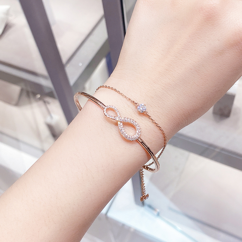 施华洛世奇(SWAROVSKI) 玫瑰金色无限爱双层手镯5518871