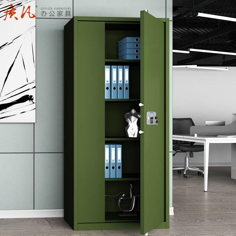 质凡 军绿色保密柜/通门无抽屉电子锁 /ZF-BMG004/900*420*1850mm高清大图