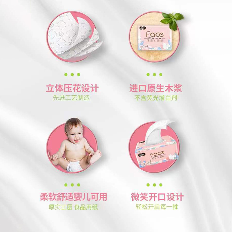 洁柔卫生纸家用抽纸家庭实惠装大包餐巾纸婴儿可湿水面巾纸 3包高清大图