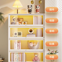 钢制书柜带玻璃门儿童书架家用客厅储物柜防尘展示柜铁艺置物架