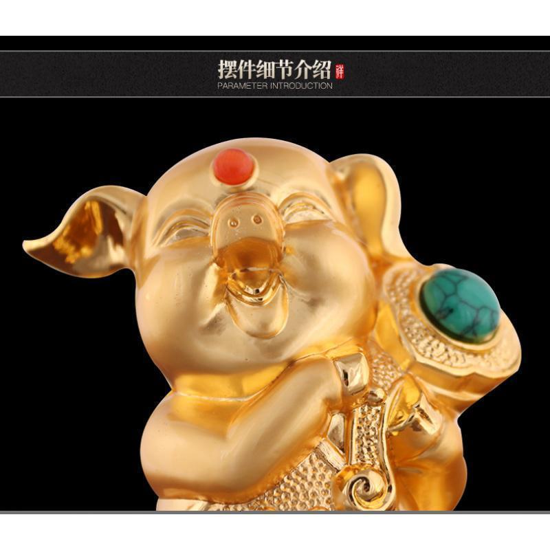 十二生肖工艺品本命年摆件笔筒猪新年礼品开业金猪摆设电视柜_540_429