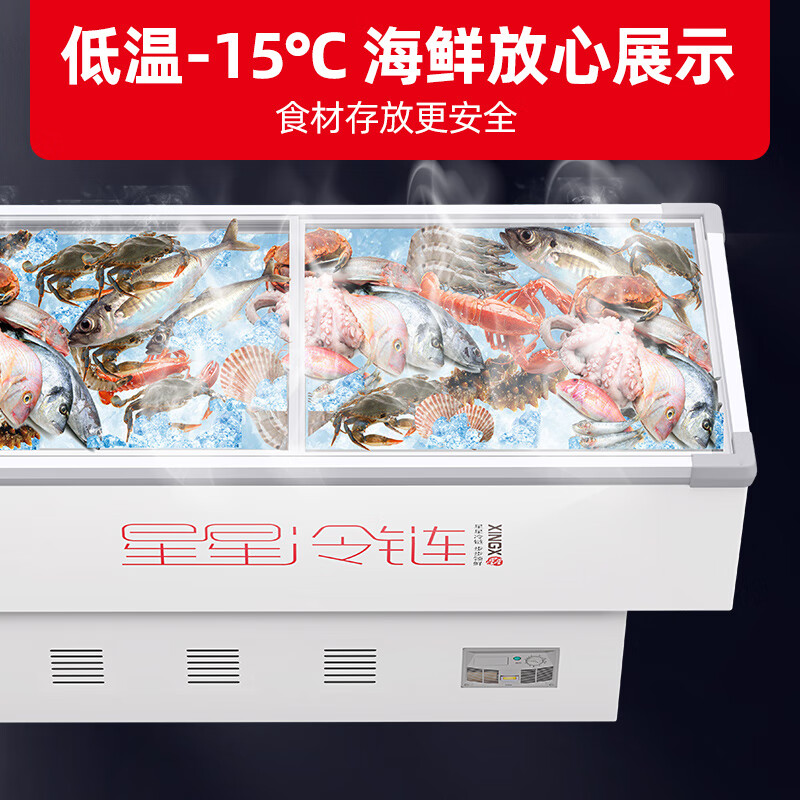 星星(XINGX)展示柜商用大容量冷藏冷冻转换玻璃门保鲜冰柜超市海鲜店卧式岛柜SD/SC-2.0BX高清大图